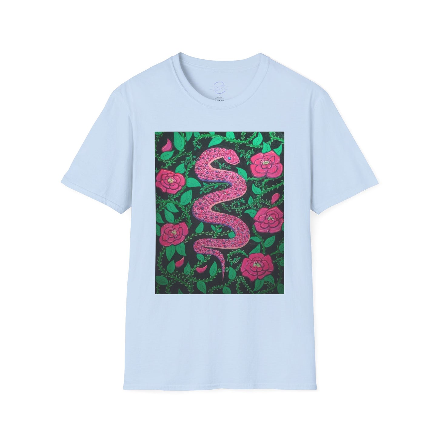 “Eden” T‑Shirt — Pink Serpent Floral Graphic Tee