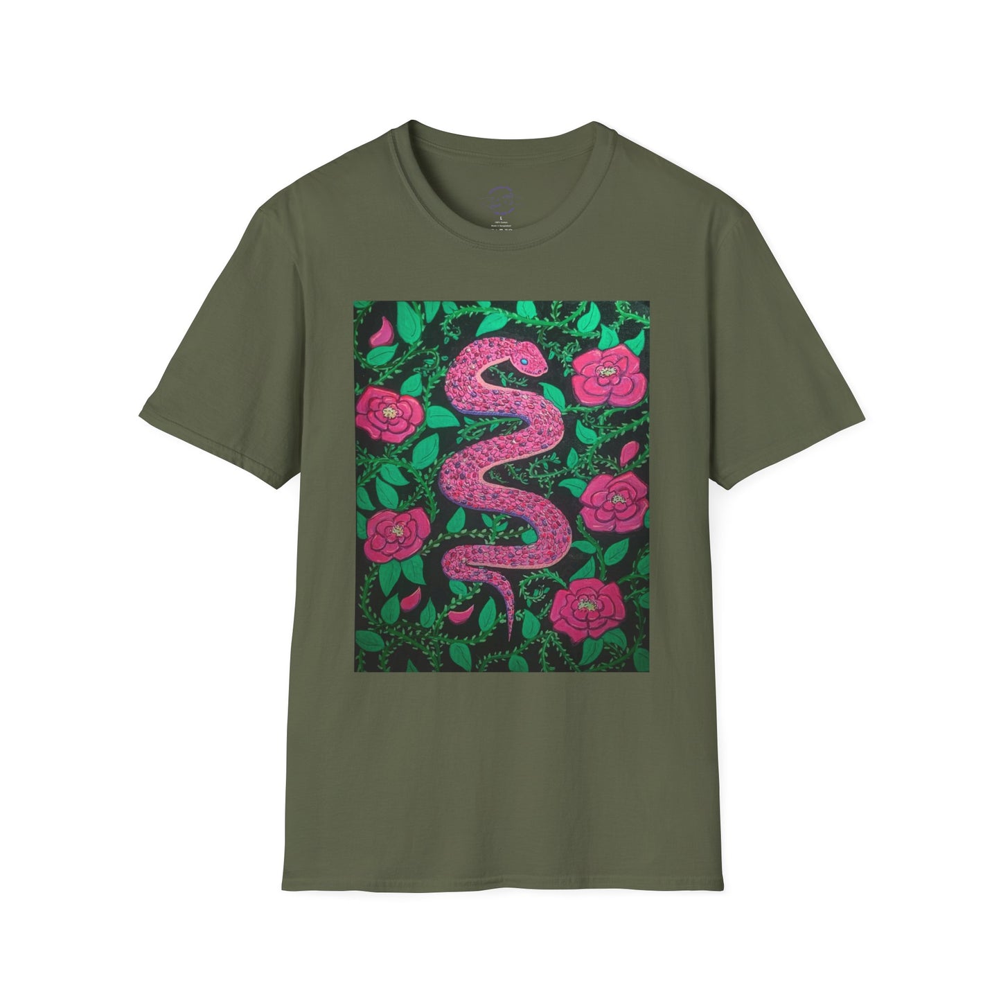 “Eden” T‑Shirt — Pink Serpent Floral Graphic Tee