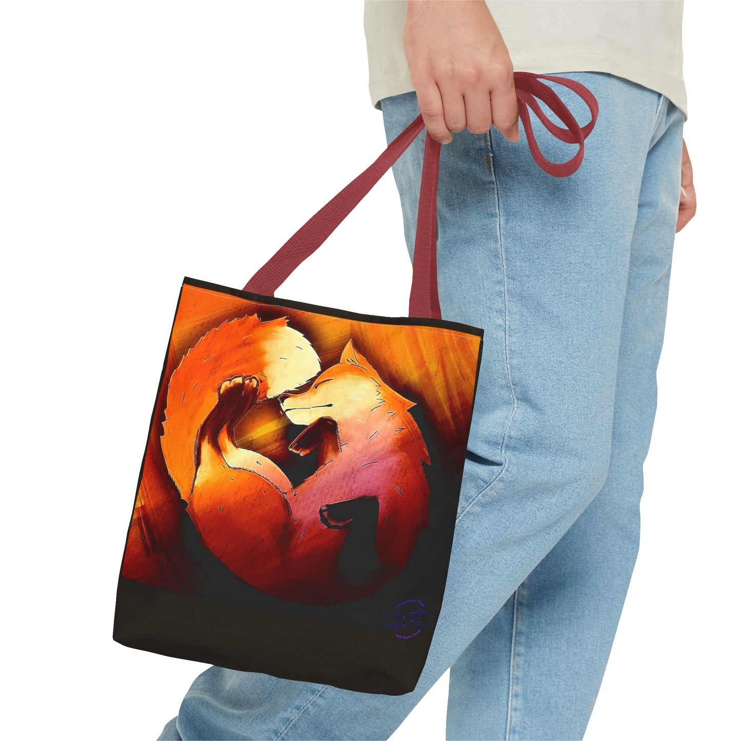 Fox Heart Tote Bag – Floral Foxes All-Over Print Tote