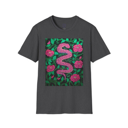 “Eden” T‑Shirt — Pink Serpent Floral Graphic Tee