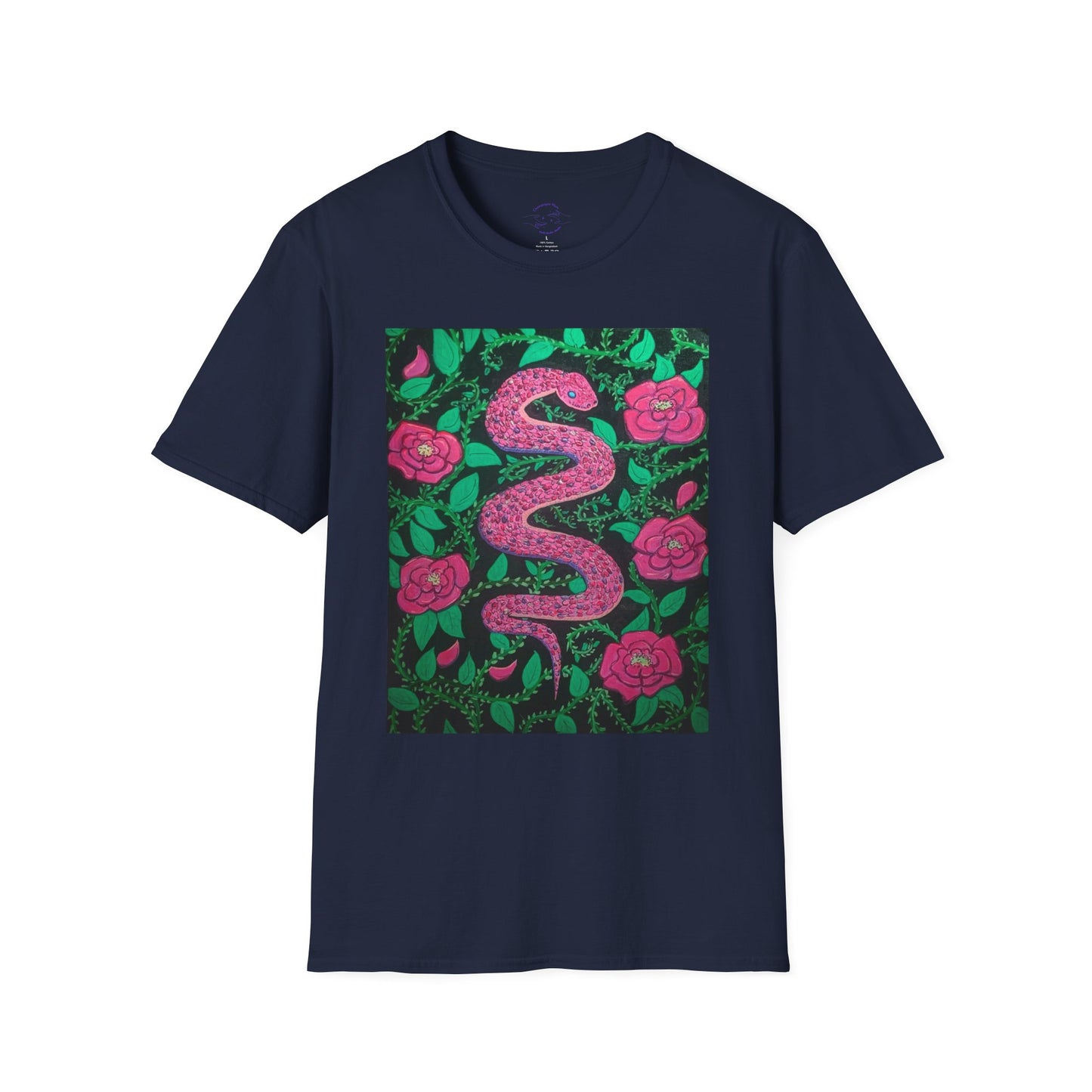 “Eden” T‑Shirt — Pink Serpent Floral Graphic Tee