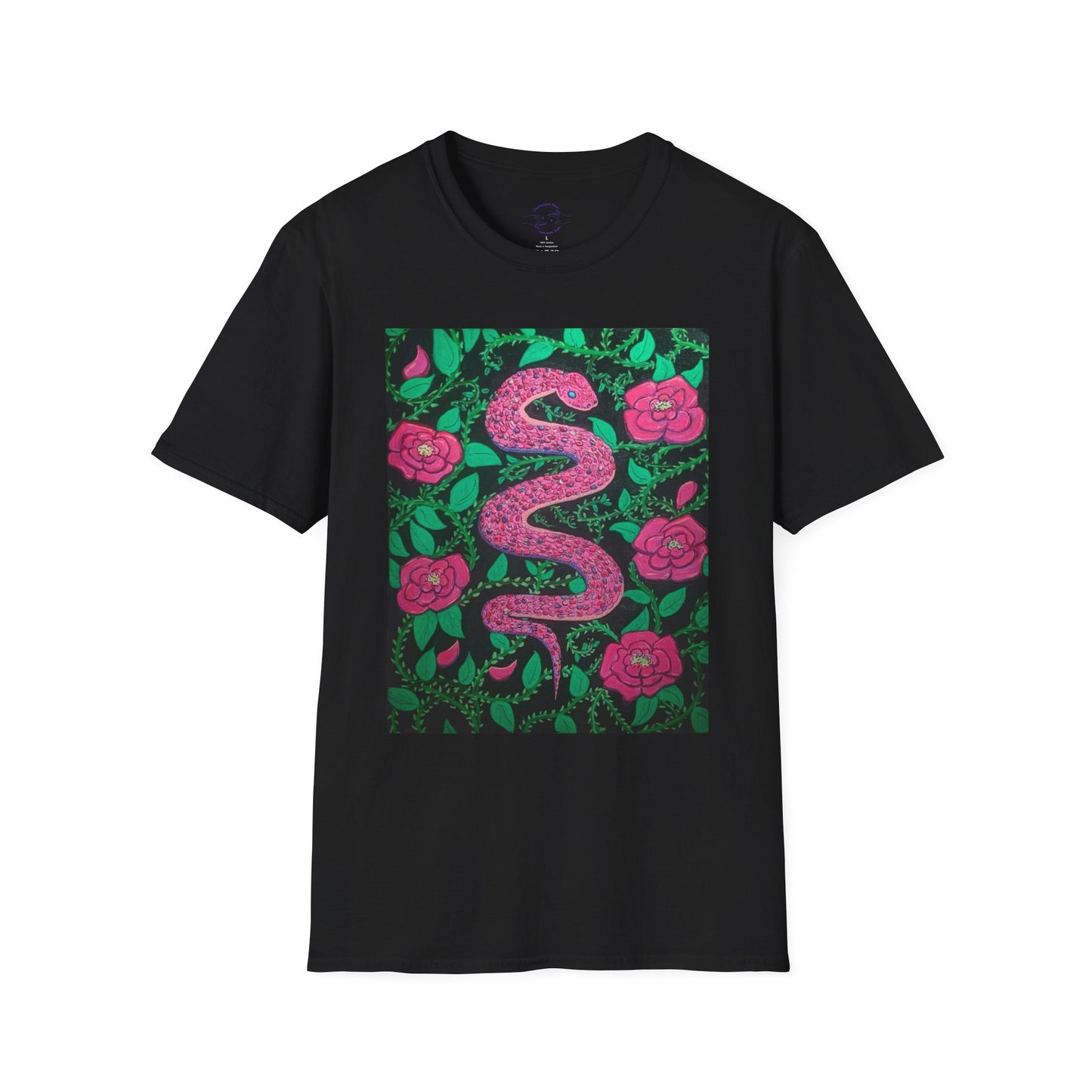 “Eden” T‑Shirt — Pink Serpent Floral Graphic Tee