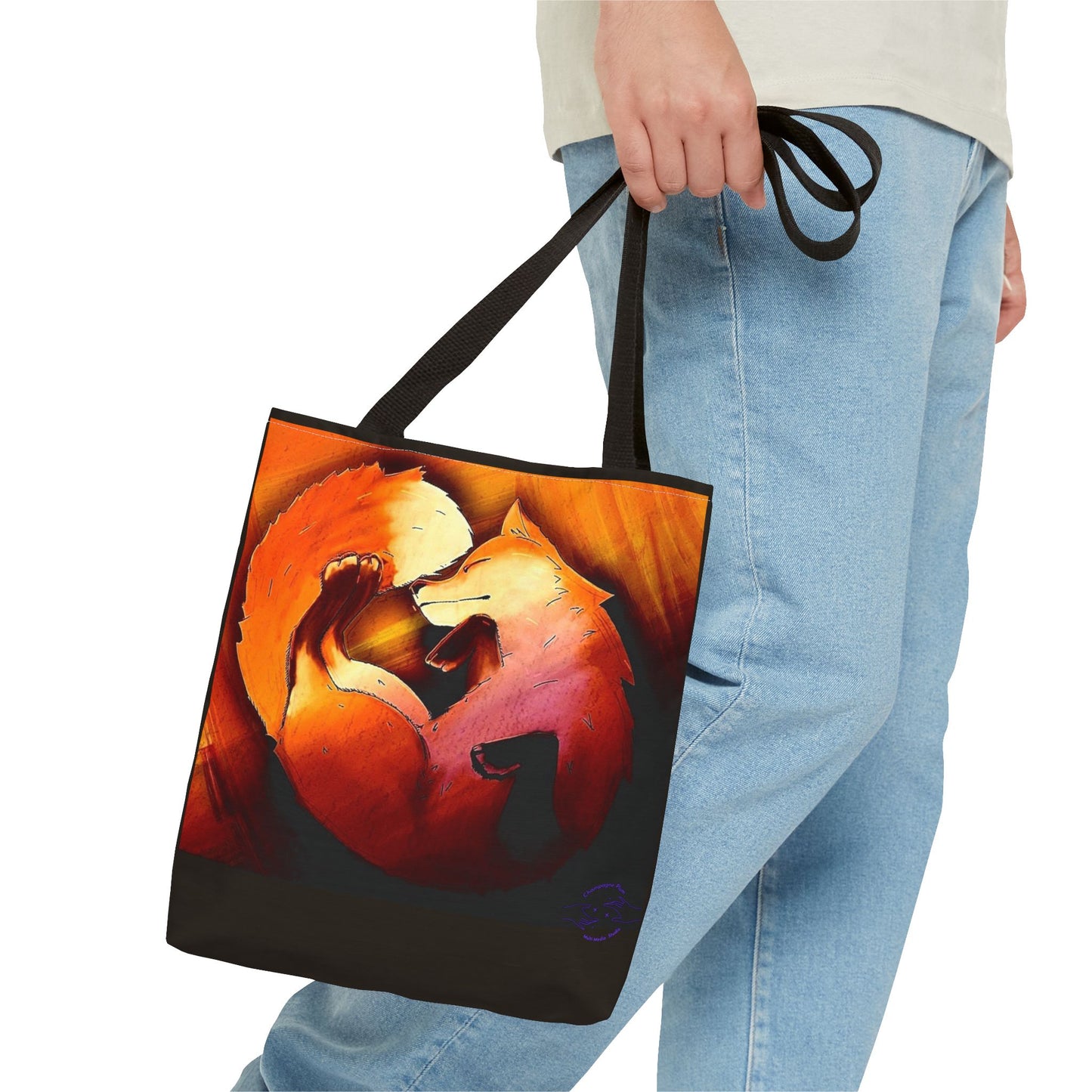 Fox Heart Tote Bag – Floral Foxes All-Over Print Tote
